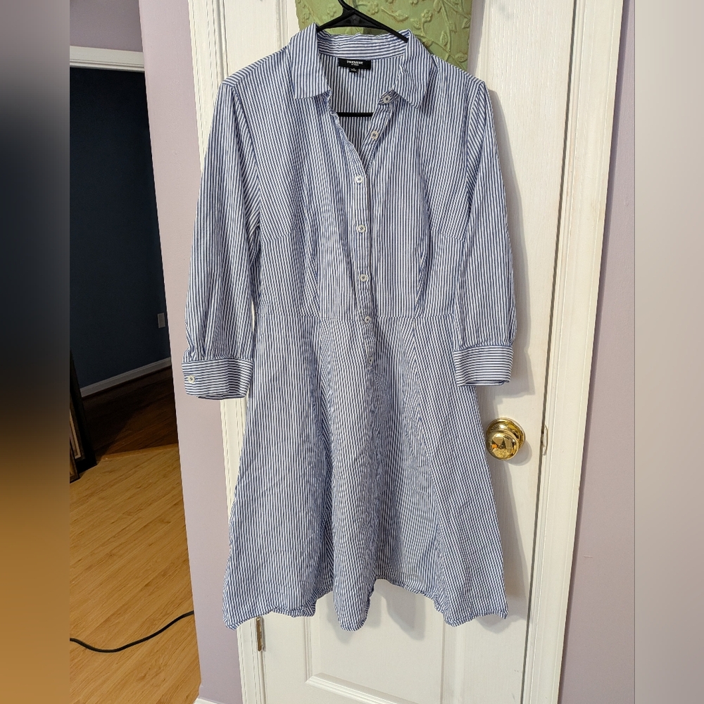 Premise Blue and White Striped Long Sleeve Dress
